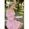 image:imageScarlet Darkness Womens Renaissance Fairy Dress 2026 Summer Boho Off The Shoulder Flowy Corset Mini DressesLight Pink