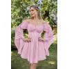 image:imageScarlet Darkness Womens Renaissance Fairy Dress 2026 Summer Boho Off The Shoulder Flowy Corset Mini DressesLight Pink