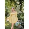 image:imageScarlet Darkness Womens Renaissance Fairy Dress 2026 Summer Boho Off The Shoulder Flowy Corset Mini DressesLight Yellow