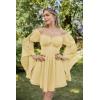 image:imageScarlet Darkness Womens Renaissance Fairy Dress 2026 Summer Boho Off The Shoulder Flowy Corset Mini DressesLight Yellow