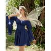 image:imageScarlet Darkness Womens Renaissance Fairy Dress 2026 Summer Boho Off The Shoulder Flowy Corset Mini DressesNavy