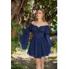 image:imageScarlet Darkness Womens Renaissance Fairy Dress 2026 Summer Boho Off The Shoulder Flowy Corset Mini DressesNavy
