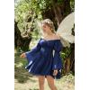 image:imageScarlet Darkness Womens Renaissance Fairy Dress 2026 Summer Boho Off The Shoulder Flowy Corset Mini DressesNavy