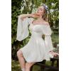 image:imageScarlet Darkness Womens Renaissance Fairy Dress 2026 Summer Boho Off The Shoulder Flowy Corset Mini DressesWhite