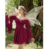 image:imageScarlet Darkness Womens Renaissance Fairy Dress 2026 Summer Boho Off The Shoulder Flowy Corset Mini DressesWine