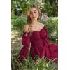 image:imageScarlet Darkness Womens Renaissance Fairy Dress 2026 Summer Boho Off The Shoulder Flowy Corset Mini DressesWine