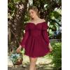 image:imageScarlet Darkness Womens Renaissance Fairy Dress 2026 Summer Boho Off The Shoulder Flowy Corset Mini DressesWine