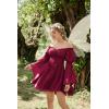 image:imageScarlet Darkness Womens Renaissance Fairy Dress 2026 Summer Boho Off The Shoulder Flowy Corset Mini DressesWine