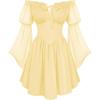 image:imageScarlet Darkness Womens Renaissance Fairy Dress 2026 Summer Boho Off The Shoulder Flowy Corset Mini DressesLight Yellow