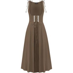 image:imageScarlet Darkness Women Renaissance Dress Underbust Medieval Pirate Peasant OverdressBrown