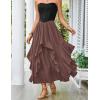 image:imageSCARLET DARKNESS Long Skirts for Women 2026 Ruffled Chiffon Flowy Renaissance Maxi SkirtBrown