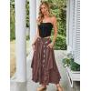 image:imageSCARLET DARKNESS Long Skirts for Women 2026 Ruffled Chiffon Flowy Renaissance Maxi SkirtBrown