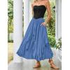 image:imageSCARLET DARKNESS Long Skirts for Women 2026 Ruffled Chiffon Flowy Renaissance Maxi SkirtDenim Blue