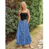 image:imageSCARLET DARKNESS Long Skirts for Women 2026 Ruffled Chiffon Flowy Renaissance Maxi SkirtDenim Blue