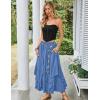 image:imageSCARLET DARKNESS Long Skirts for Women 2026 Ruffled Chiffon Flowy Renaissance Maxi SkirtDenim Blue
