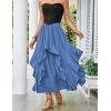 image:imageSCARLET DARKNESS Long Skirts for Women 2026 Ruffled Chiffon Flowy Renaissance Maxi SkirtDenim Blue