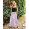 image:imageSCARLET DARKNESS Long Skirts for Women 2026 Ruffled Chiffon Flowy Renaissance Maxi SkirtLight Purple