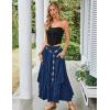 image:imageSCARLET DARKNESS Long Skirts for Women 2026 Ruffled Chiffon Flowy Renaissance Maxi SkirtNavy Blue
