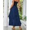 image:imageSCARLET DARKNESS Long Skirts for Women 2026 Ruffled Chiffon Flowy Renaissance Maxi SkirtNavy Blue