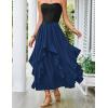 image:imageSCARLET DARKNESS Long Skirts for Women 2026 Ruffled Chiffon Flowy Renaissance Maxi SkirtNavy Blue