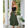 image:imageSCARLET DARKNESS Long Skirts for Women 2026 Ruffled Chiffon Flowy Renaissance Maxi SkirtOlive Green