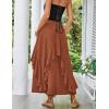 image:imageSCARLET DARKNESS Long Skirts for Women 2026 Ruffled Chiffon Flowy Renaissance Maxi SkirtRust