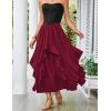 image:imageSCARLET DARKNESS Long Skirts for Women 2026 Ruffled Chiffon Flowy Renaissance Maxi SkirtWine