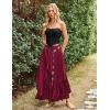 image:imageSCARLET DARKNESS Long Skirts for Women 2026 Ruffled Chiffon Flowy Renaissance Maxi SkirtWine