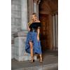 image:imageSCARLET DARKNESS Womens 2026 Summer Skirt Gothic Steampunk Skirt Renaissance HighLow Bustle SkirtDenim Blue