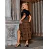 image:imageSCARLET DARKNESS Womens 2026 Summer Skirt Gothic Steampunk Skirt Renaissance HighLow Bustle SkirtNew Rufflebrown
