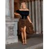 image:imageSCARLET DARKNESS Womens 2026 Summer Skirt Gothic Steampunk Skirt Renaissance HighLow Bustle SkirtNew Rufflebrown