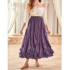 image:imageSCARLET DARKNESS Womens Boho Maxi Skirt 2026 Renaissance Long Skirt High Waist Ruffle Flowy SkirtsGrey Purple