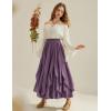 image:imageSCARLET DARKNESS Womens Boho Maxi Skirt 2026 Renaissance Long Skirt High Waist Ruffle Flowy SkirtsGrey Purple