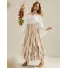 image:imageSCARLET DARKNESS Womens Boho Maxi Skirt 2026 Renaissance Long Skirt High Waist Ruffle Flowy SkirtsLight Khaki