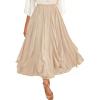 image:imageSCARLET DARKNESS Womens Boho Maxi Skirt 2026 Renaissance Long Skirt High Waist Ruffle Flowy SkirtsLight Khaki