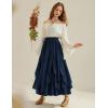 image:imageSCARLET DARKNESS Womens Boho Maxi Skirt 2026 Renaissance Long Skirt High Waist Ruffle Flowy SkirtsNavy Blue