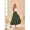 image:imageSCARLET DARKNESS Womens Boho Maxi Skirt 2026 Renaissance Long Skirt High Waist Ruffle Flowy SkirtsOlive Green