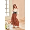 image:imageSCARLET DARKNESS Womens Boho Maxi Skirt 2026 Renaissance Long Skirt High Waist Ruffle Flowy SkirtsOrange