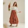 image:imageSCARLET DARKNESS Womens Boho Maxi Skirt 2026 Renaissance Long Skirt High Waist Ruffle Flowy SkirtsOrange