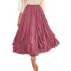 image:imageSCARLET DARKNESS Womens Boho Maxi Skirt 2026 Renaissance Long Skirt High Waist Ruffle Flowy SkirtsPink