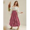 image:imageSCARLET DARKNESS Womens Boho Maxi Skirt 2026 Renaissance Long Skirt High Waist Ruffle Flowy SkirtsPink