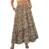 image:imageSCARLET DARKNESS Womens Boho Maxi Skirt High Waisted Chiffon Flowy Long Renaissance SkirtsBrown Green Floral