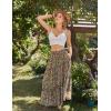 image:imageSCARLET DARKNESS Womens Boho Maxi Skirt High Waisted Chiffon Flowy Long Renaissance SkirtsBrown Green Floral