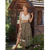 image:imageSCARLET DARKNESS Womens Boho Maxi Skirt High Waisted Chiffon Flowy Long Renaissance SkirtsBrown Green Floral