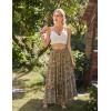 image:imageSCARLET DARKNESS Womens Boho Maxi Skirt High Waisted Chiffon Flowy Long Renaissance SkirtsBrown Green Floral