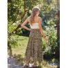 image:imageSCARLET DARKNESS Womens Boho Maxi Skirt High Waisted Chiffon Flowy Long Renaissance SkirtsBrown Green Floral