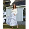 image:imageScarlet Darkness Floral Maxi Long Skirts for Women Summer 2026 Tiered Skirt Flowy Boho Fairy Skirt with PocketsBlue White Floral
