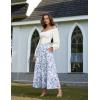 image:imageScarlet Darkness Floral Maxi Long Skirts for Women Summer 2026 Tiered Skirt Flowy Boho Fairy Skirt with PocketsBlue White Floral
