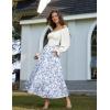 image:imageScarlet Darkness Floral Maxi Long Skirts for Women Summer 2026 Tiered Skirt Flowy Boho Fairy Skirt with PocketsBlue White Floral