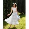 image:imageScarlet Darkness Floral Maxi Long Skirts for Women Summer 2026 Tiered Skirt Flowy Boho Fairy Skirt with PocketsWhite Blue Floral